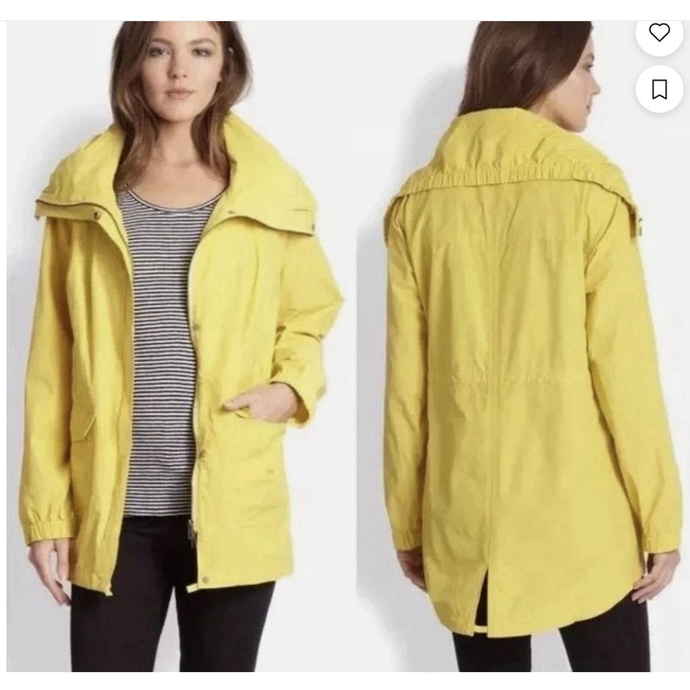 Eileen Fisher Anorak Jacket Yellow Funnel Neck Drawstring Utility XL Gorpcore
